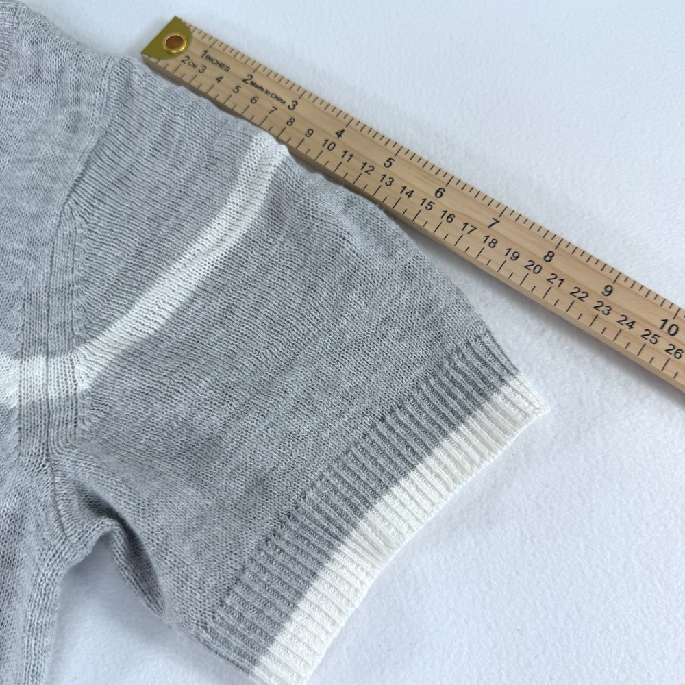 GAP Women's Grey White Stripe Short Sleeve Knit Sweater Medium 100% Cotton - Picture 11 of 11